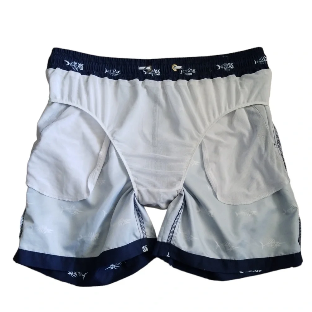 Maamgic Men's Navy Slim Fit 7 Inch Swim‎ Shorts Swim Trunks Sz. L
